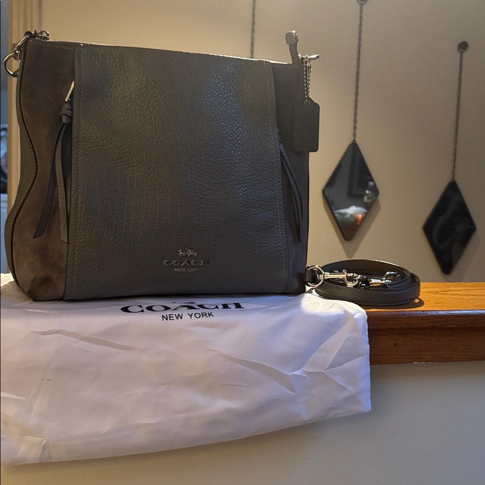 Coach Marlon Charcoal Leather/Suede Shoulder Bag